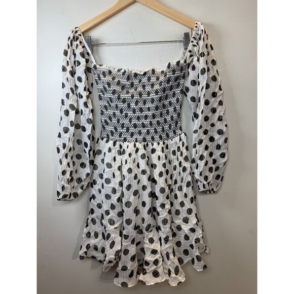 Rococo Sand Polka Dot Long Sleeve Mini Dress Women’s XS Black White NWT - Picture 4 of 8